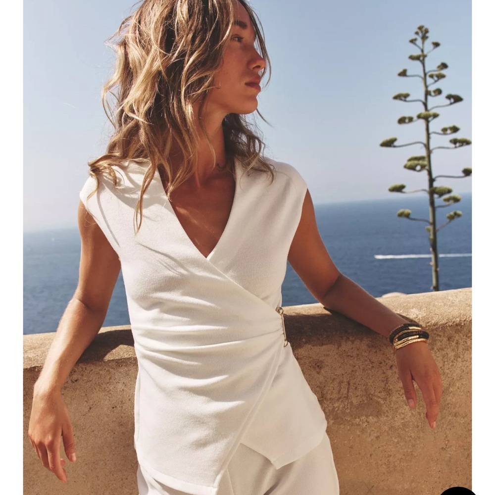 Zara White Wrap Blouse